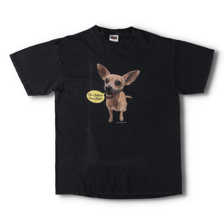 90'S TULTEX TACO BELL Taco Bell Dog Print Advertising T-Shirt, Men's XL (approx.), Vintage cotton black type Vintage Second Hand