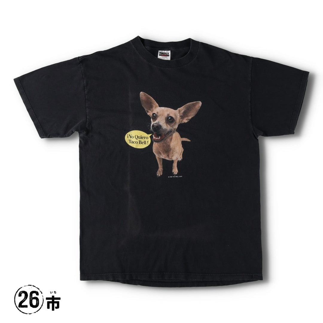90'S TULTEX TACO BELL Taco Bell Dog Print Advertising T-Shirt, Men's XL (approx.), Vintage cotton black type Vintage Second Hand