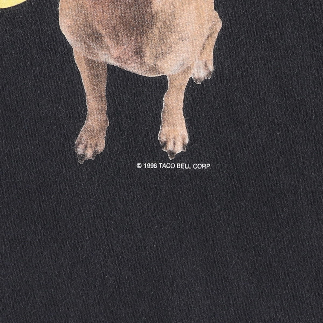 90'S TULTEX TACO BELL Taco Bell Dog Print Advertising T-Shirt, Men's XL (approx.), Vintage cotton black type Vintage Second Hand