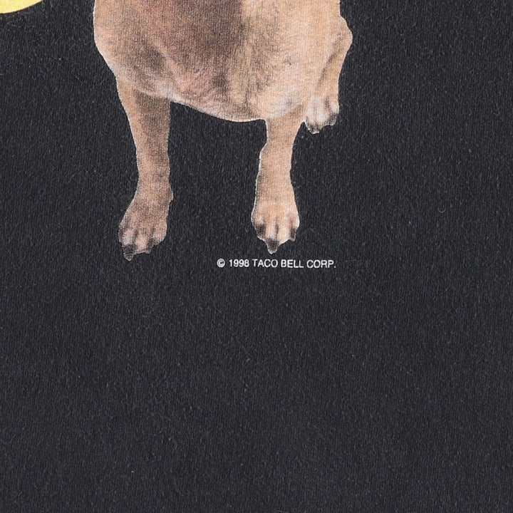 90'S TULTEX TACO BELL Taco Bell Dog Print Advertising T-Shirt, Men's XL (approx.), Vintage cotton black type Vintage Second Hand