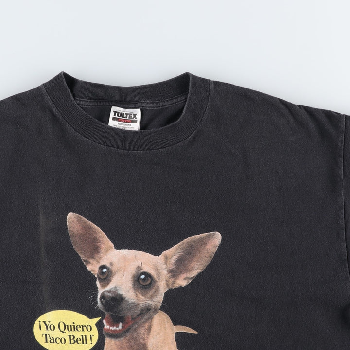 90'S TULTEX TACO BELL Taco Bell Dog Print Advertising T-Shirt, Men's XL (approx.), Vintage cotton black type Vintage Second Hand