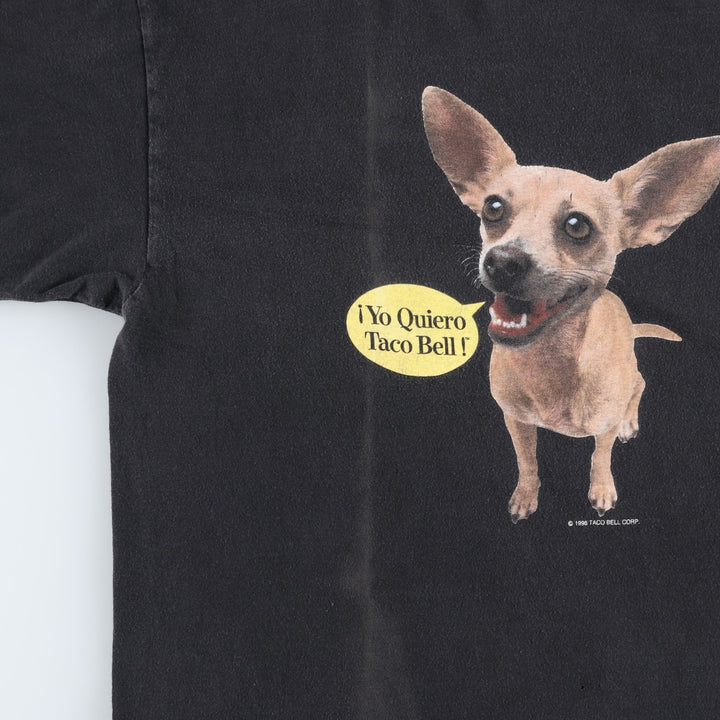 90'S TULTEX TACO BELL Taco Bell Dog Print Advertising T-Shirt, Men's XL (approx.), Vintage cotton black type Vintage Second Hand