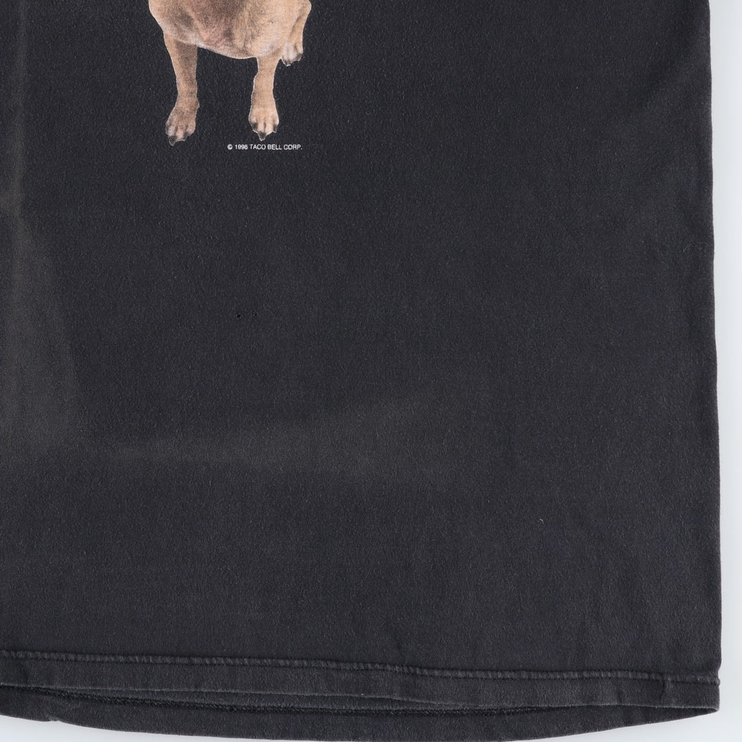 90'S TULTEX TACO BELL Taco Bell Dog Print Advertising T-Shirt, Men's XL (approx.), Vintage cotton black type Vintage Second Hand