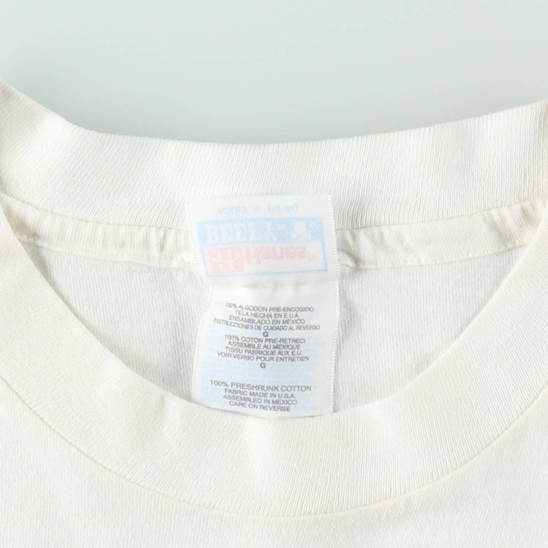 90s-00'S Hanes BEEFY-T Blue Tag Sistine Madonna Raphael Long-Sleeve T-Shirt (Men's Size L) cotton white type Vintage Second Hand