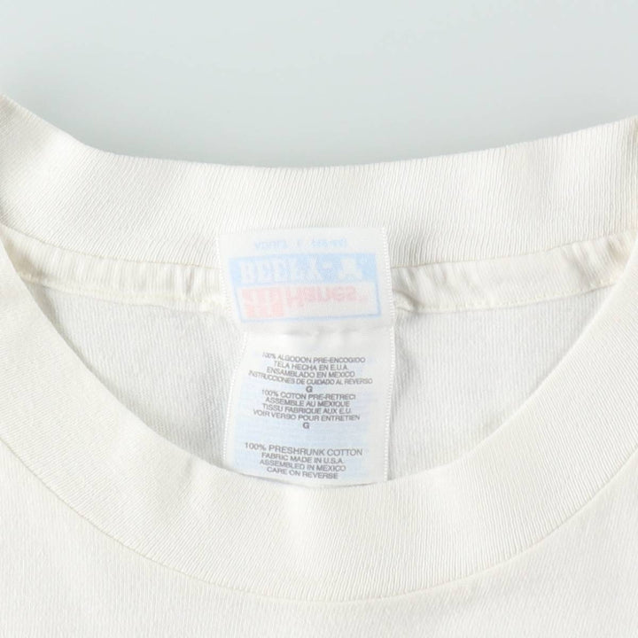 90s-00'S Hanes BEEFY-T Blue Tag Sistine Madonna Raphael Long-Sleeve T-Shirt (Men's Size L) cotton white type Vintage Second Hand