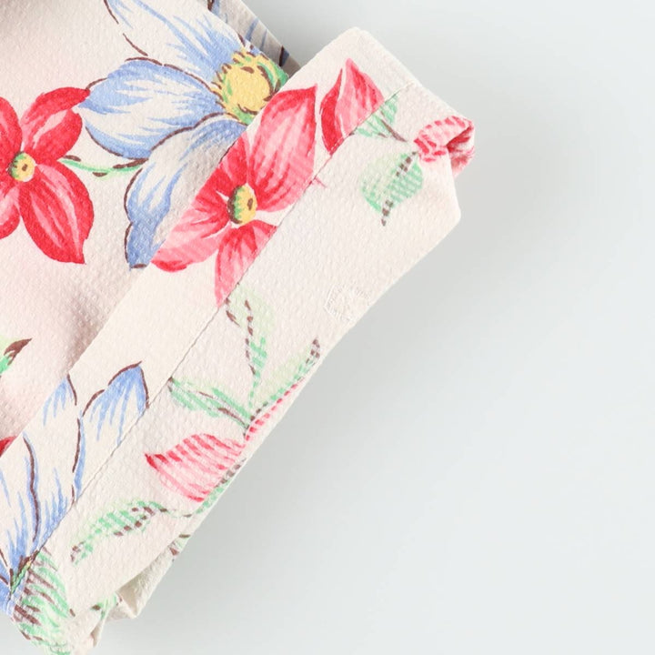 Ralph Lauren POLO by Ralph Lauren BERKLEY Floral Seersucker Hawaiian Aloha Shirt, Boxy Shirt, Men's Size L (approx.) cotton ivory Vintage Second Hand
