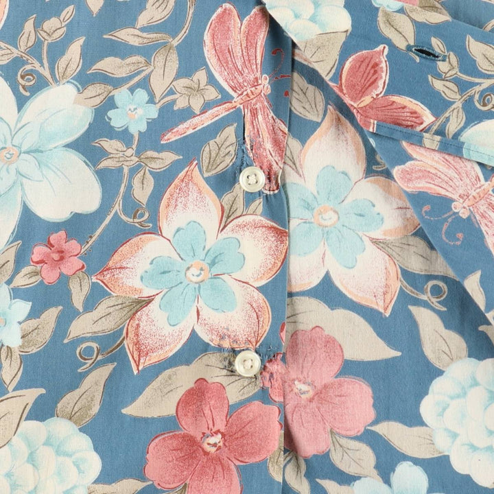 Ralph Lauren POLO by Ralph Lauren CLAYTON Floral Open Collar Hawaiian Aloha Shirt Box Shirt Men's Size L (approx.) cotton blue type Vintage Second Hand