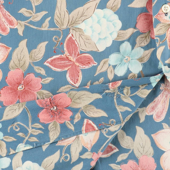 Ralph Lauren POLO by Ralph Lauren CLAYTON Floral Open Collar Hawaiian Aloha Shirt Box Shirt Men's Size L (approx.) cotton blue type Vintage Second Hand