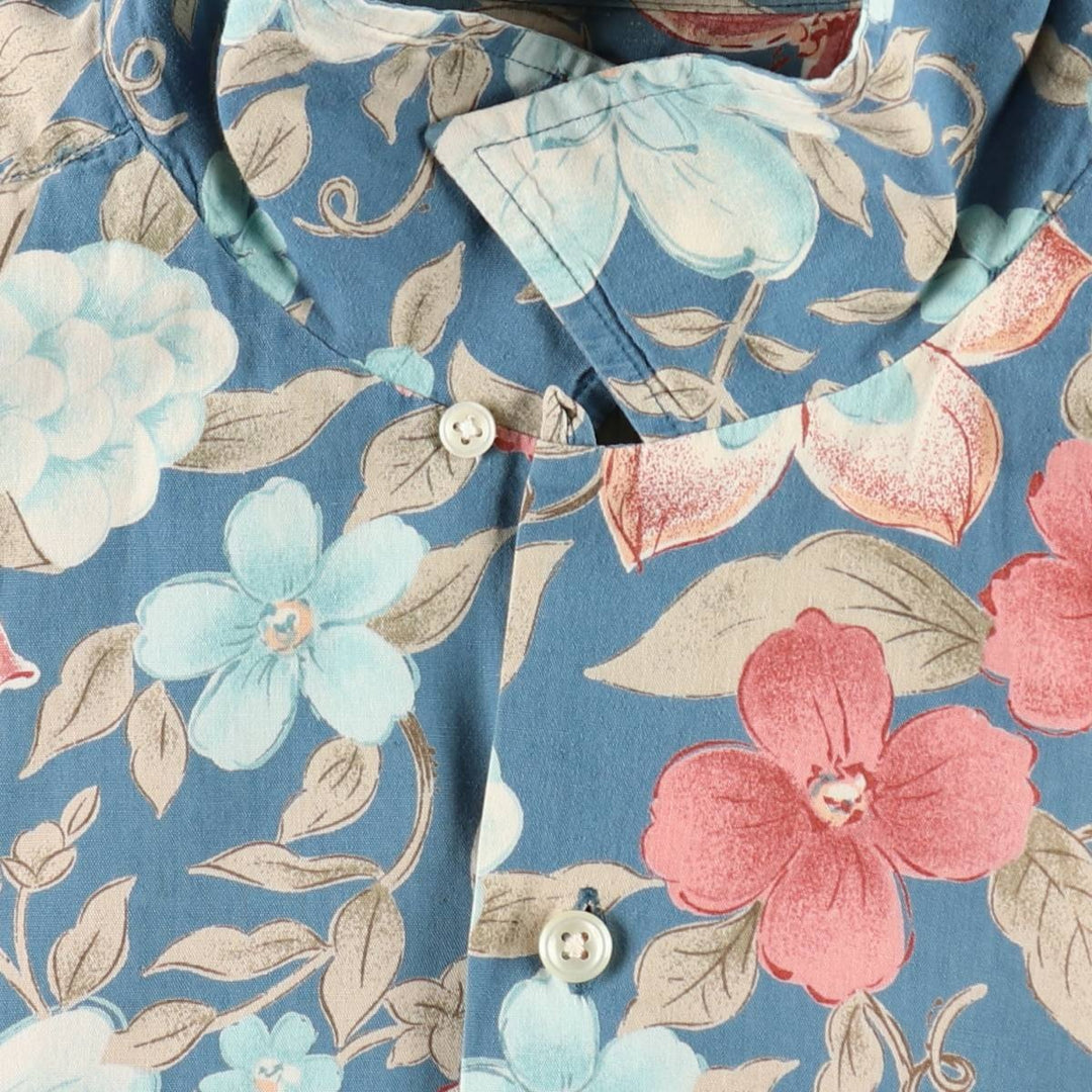 Ralph Lauren POLO by Ralph Lauren CLAYTON Floral Open Collar Hawaiian Aloha Shirt Box Shirt Men's Size L (approx.) cotton blue type Vintage Second Hand