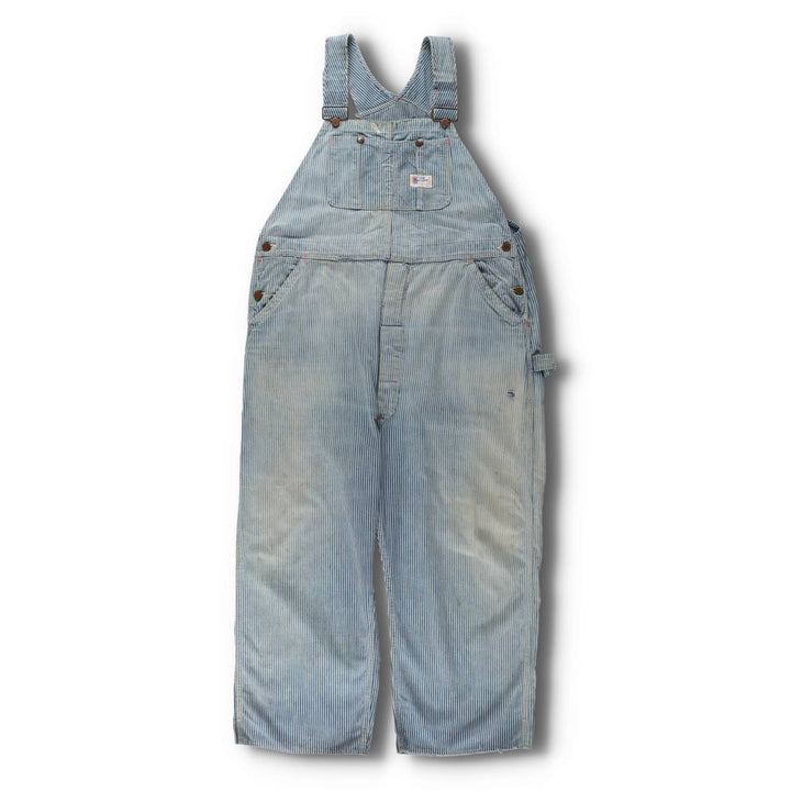 Big size 1950s-1960'S BIG ALLIED striped hickory stripe overalls, men's size W41 equivalent, vintage. unclear blue type Vintage Second Hand