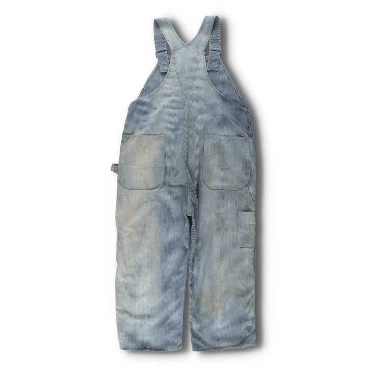 Big size 1950s-1960'S BIG ALLIED striped hickory stripe overalls, men's size W41 equivalent, vintage. unclear blue type Vintage Second Hand