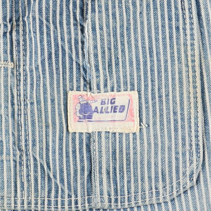 Big size 1950s-1960'S BIG ALLIED striped hickory stripe overalls, men's size W41 equivalent, vintage. unclear blue type Vintage Second Hand