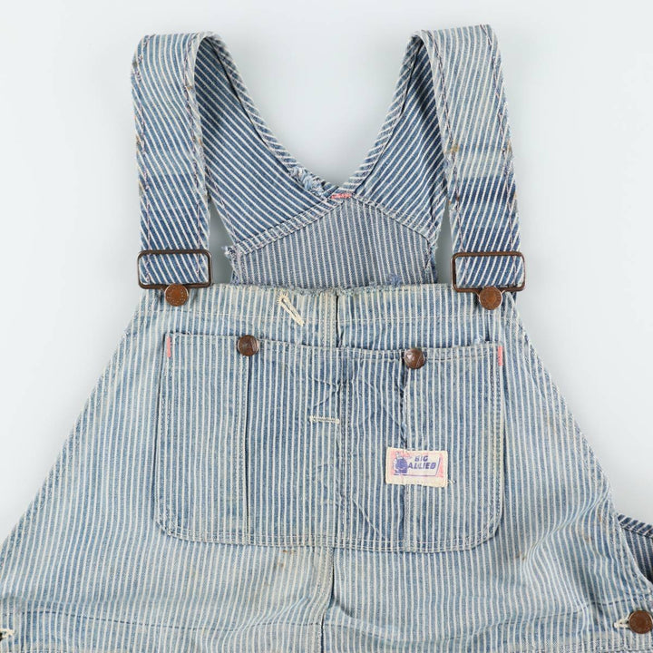 Big size 1950s-1960'S BIG ALLIED striped hickory stripe overalls, men's size W41 equivalent, vintage. unclear blue type Vintage Second Hand