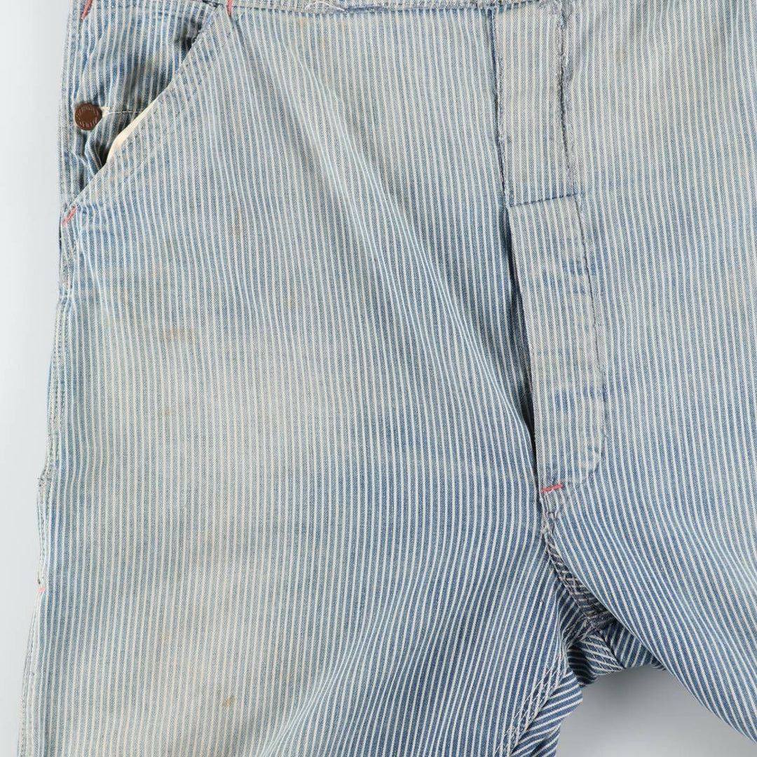 Big size 1950s-1960'S BIG ALLIED striped hickory stripe overalls, men's size W41 equivalent, vintage. unclear blue type Vintage Second Hand