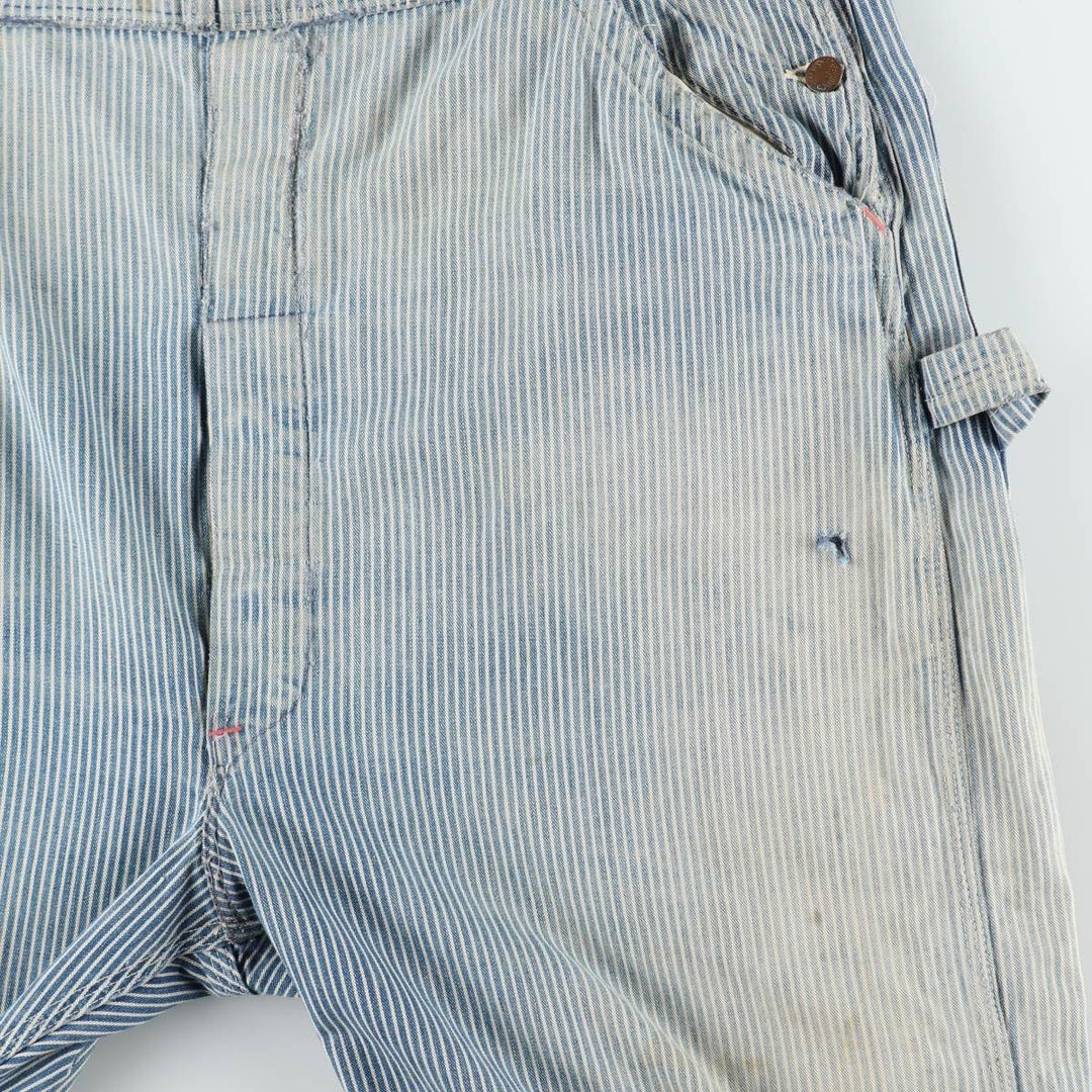 Big size 1950s-1960'S BIG ALLIED striped hickory stripe overalls, men's size W41 equivalent, vintage. unclear blue type Vintage Second Hand