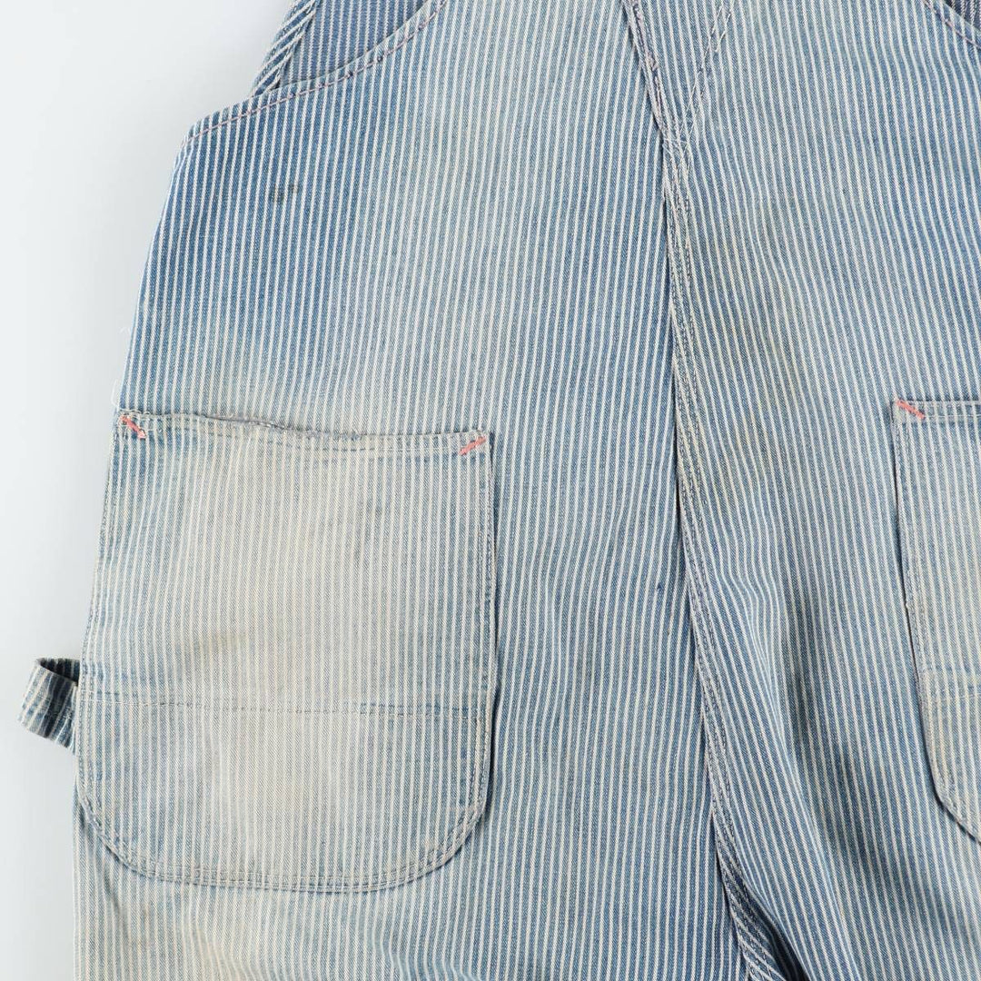 Big size 1950s-1960'S BIG ALLIED striped hickory stripe overalls, men's size W41 equivalent, vintage. unclear blue type Vintage Second Hand
