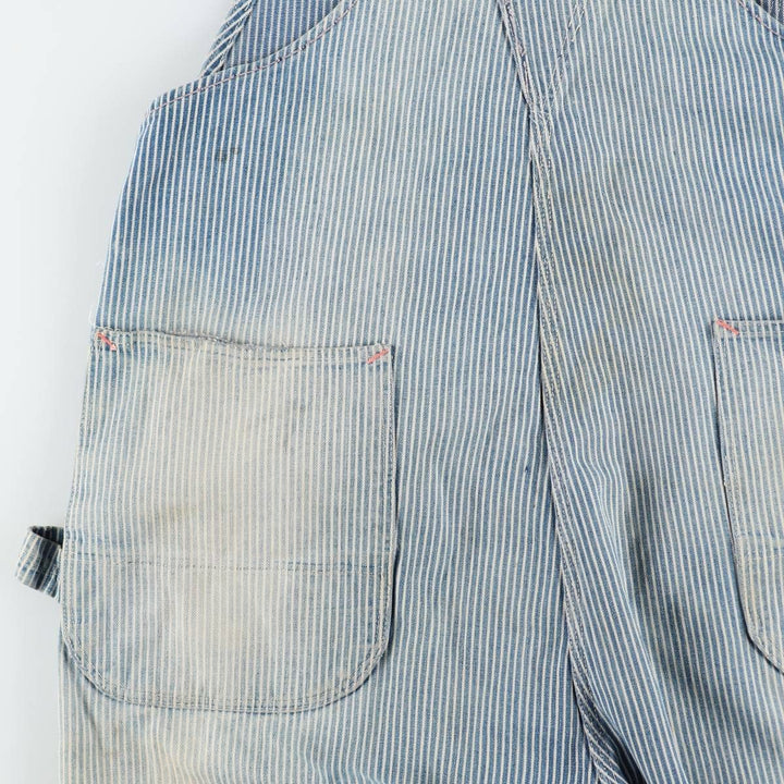 Big size 1950s-1960'S BIG ALLIED striped hickory stripe overalls, men's size W41 equivalent, vintage. unclear blue type Vintage Second Hand
