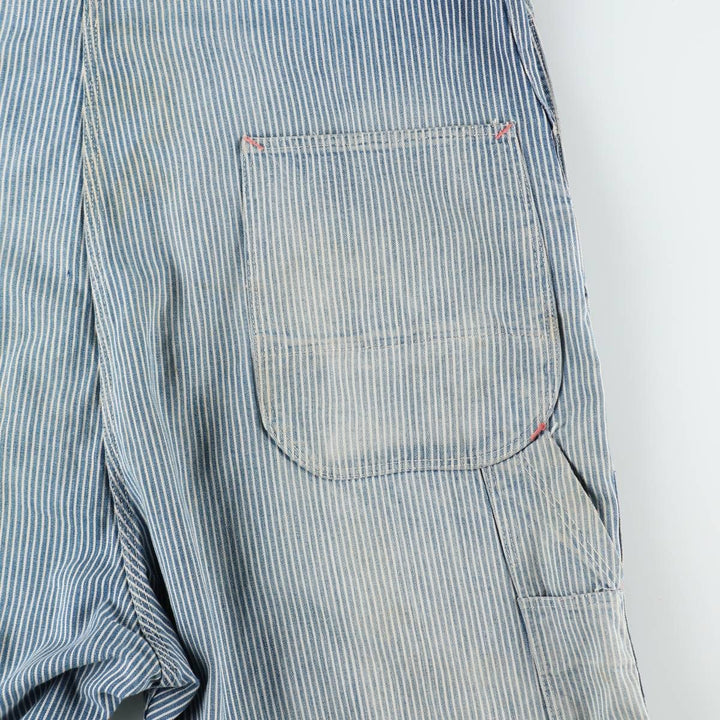 Big size 1950s-1960'S BIG ALLIED striped hickory stripe overalls, men's size W41 equivalent, vintage. unclear blue type Vintage Second Hand