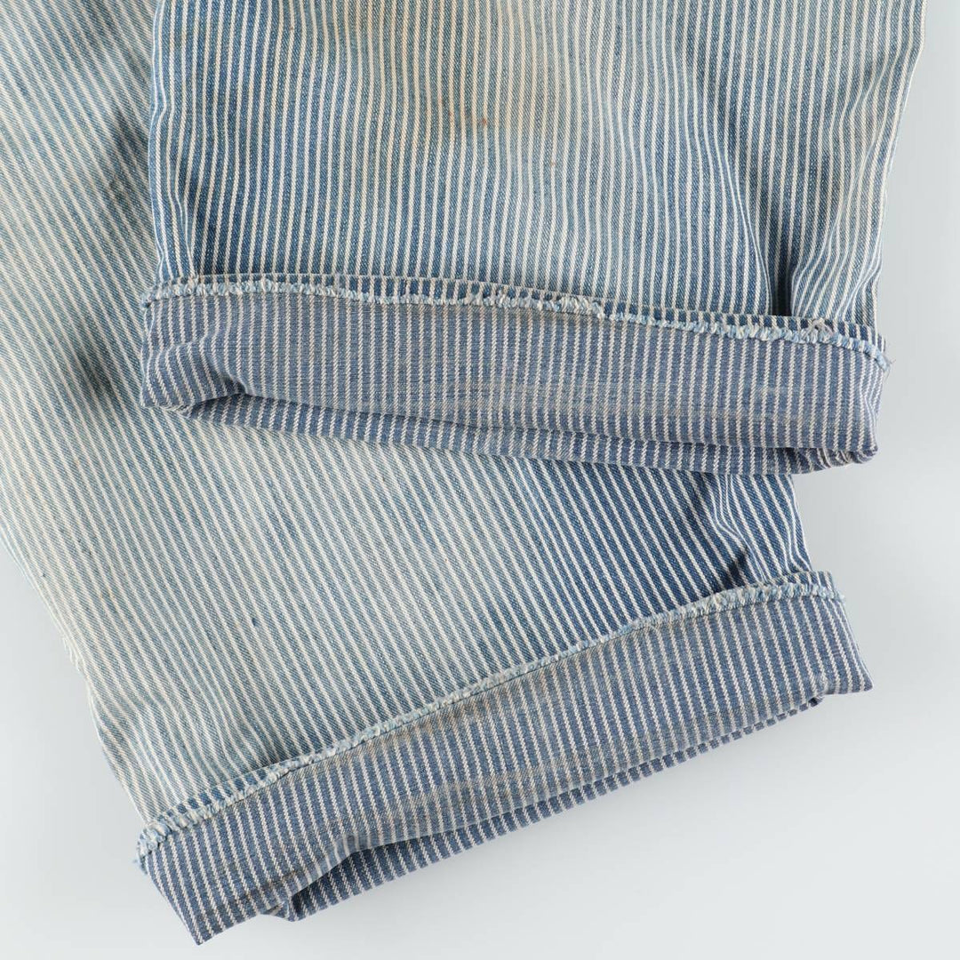 Big size 1950s-1960'S BIG ALLIED striped hickory stripe overalls, men's size W41 equivalent, vintage. unclear blue type Vintage Second Hand