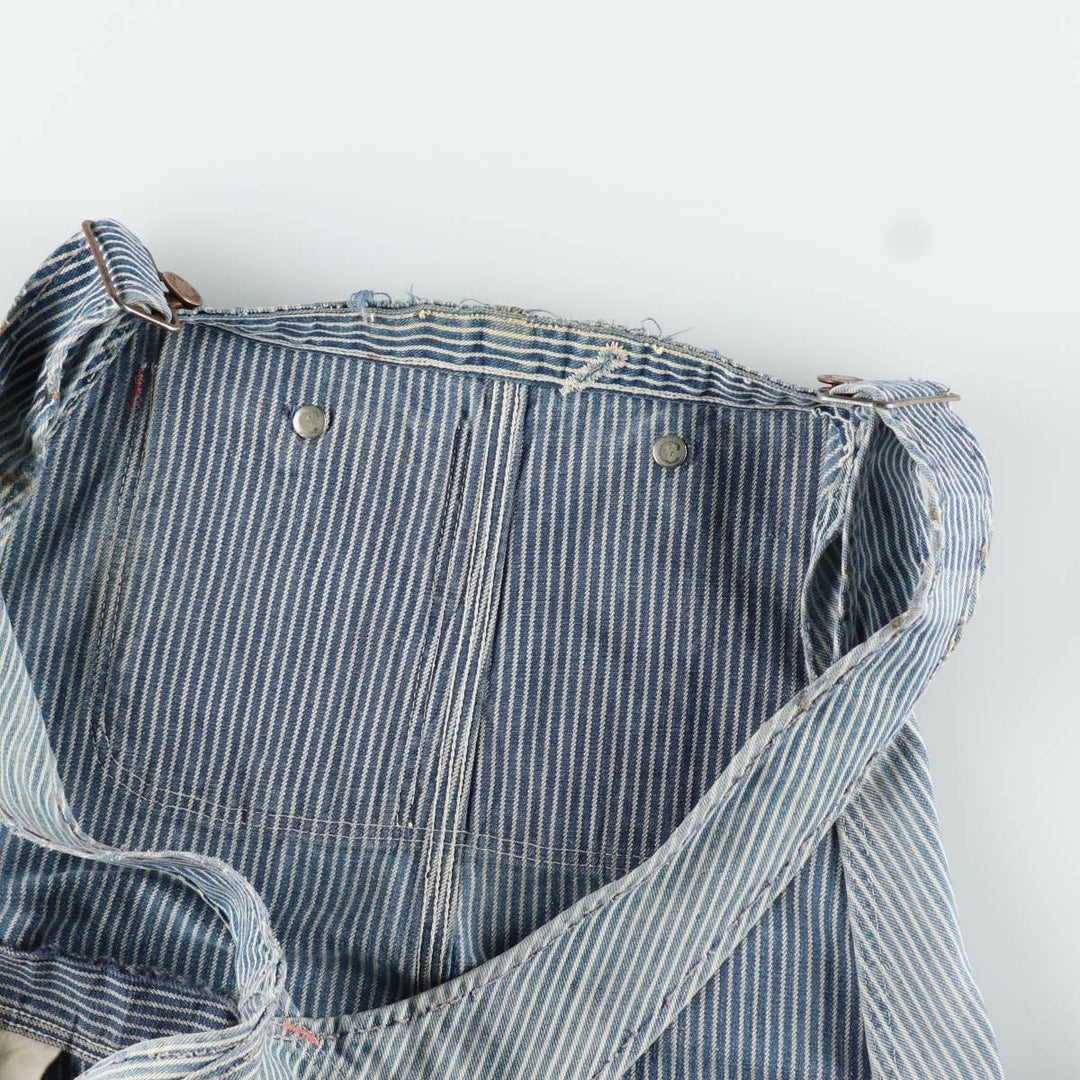 Big size 1950s-1960'S BIG ALLIED striped hickory stripe overalls, men's size W41 equivalent, vintage. unclear blue type Vintage Second Hand