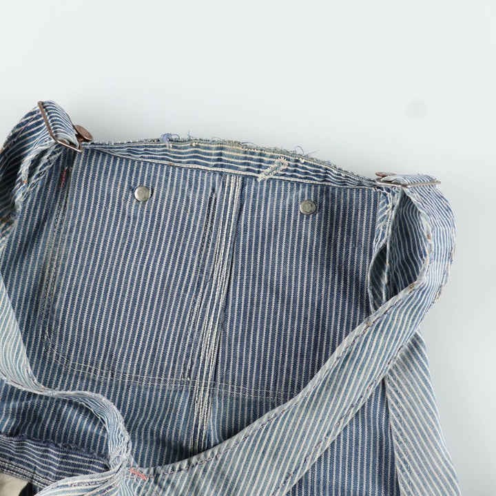 Big size 1950s-1960'S BIG ALLIED striped hickory stripe overalls, men's size W41 equivalent, vintage. unclear blue type Vintage Second Hand