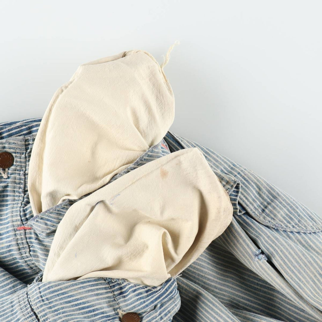Big size 1950s-1960'S BIG ALLIED striped hickory stripe overalls, men's size W41 equivalent, vintage. unclear blue type Vintage Second Hand
