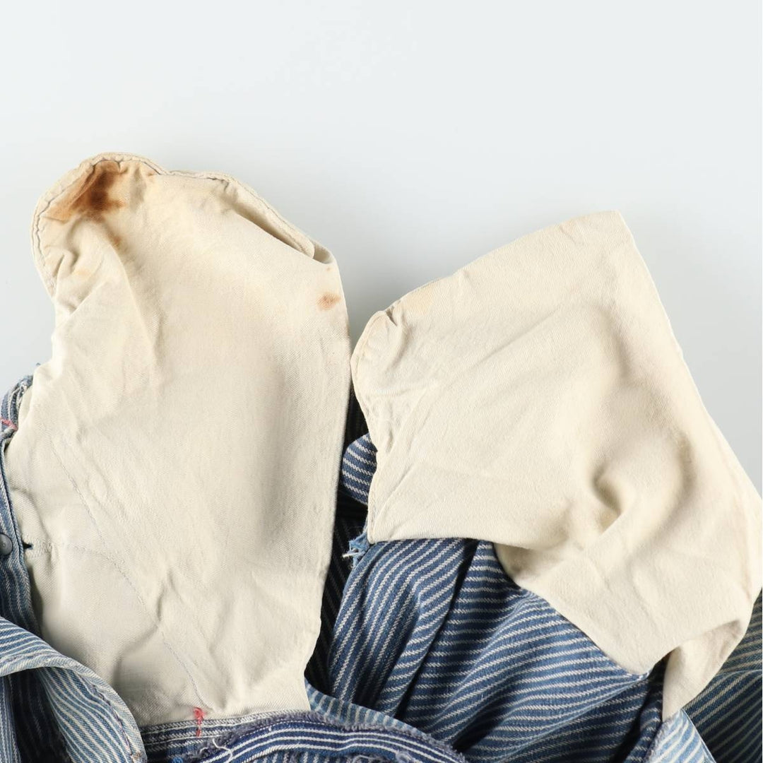 Big size 1950s-1960'S BIG ALLIED striped hickory stripe overalls, men's size W41 equivalent, vintage. unclear blue type Vintage Second Hand