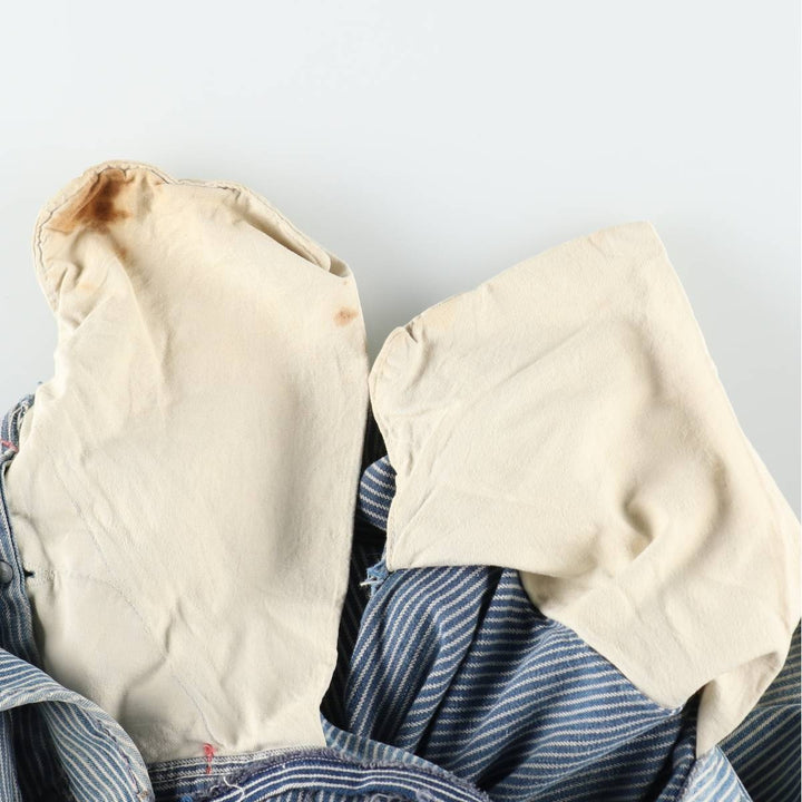 Big size 1950s-1960'S BIG ALLIED striped hickory stripe overalls, men's size W41 equivalent, vintage. unclear blue type Vintage Second Hand