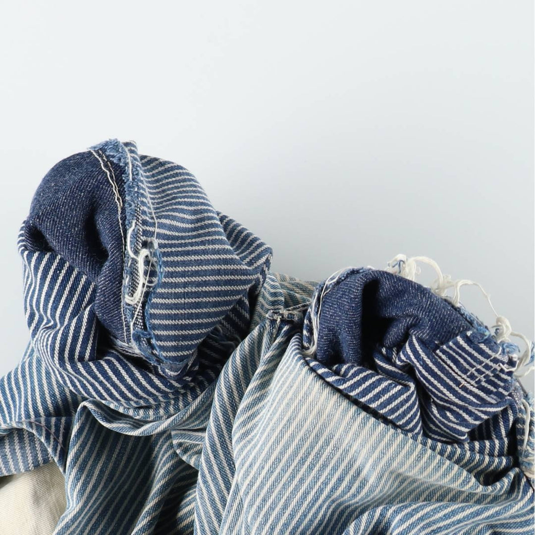 Big size 1950s-1960'S BIG ALLIED striped hickory stripe overalls, men's size W41 equivalent, vintage. unclear blue type Vintage Second Hand