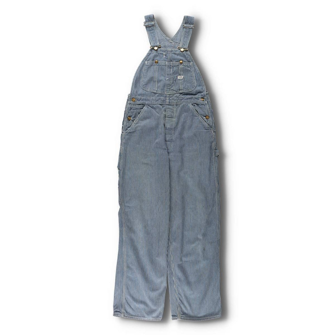 1960s-1970'S Lee Hickory Stripe Overalls, Made in USA, Men's Size W32 (approx.), Vintage unclear blue type Vintage Second Hand