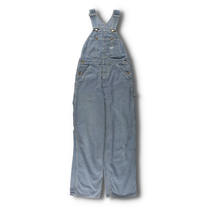 1960s-1970'S Lee Hickory Stripe Overalls, Made in USA, Men's Size W32 (approx.), Vintage unclear blue type Vintage Second Hand