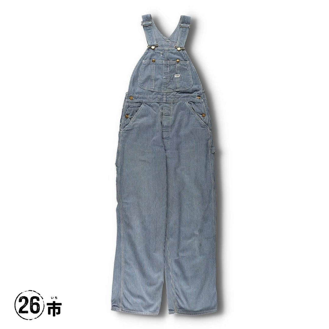 1960s-1970'S Lee Hickory Stripe Overalls, Made in USA, Men's Size W32 (approx.), Vintage unclear blue type Vintage Second Hand