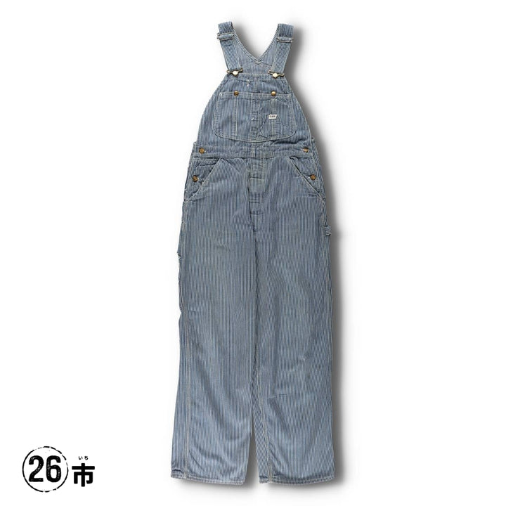1960s-1970'S Lee Hickory Stripe Overalls, Made in USA, Men's Size W32 (approx.), Vintage unclear blue type Vintage Second Hand