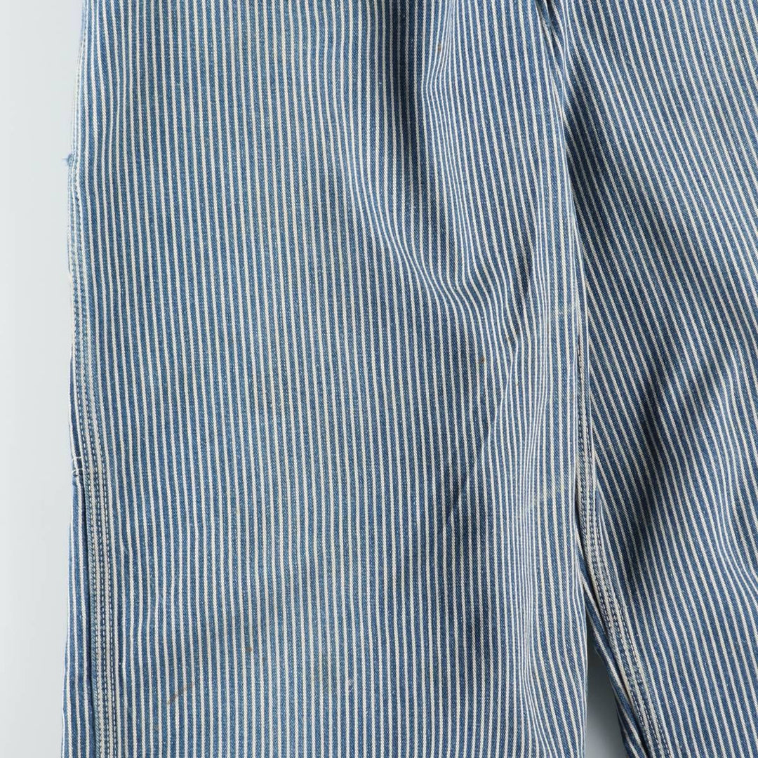 1960s-1970'S Lee Hickory Stripe Overalls, Made in USA, Men's Size W32 (approx.), Vintage unclear blue type Vintage Second Hand