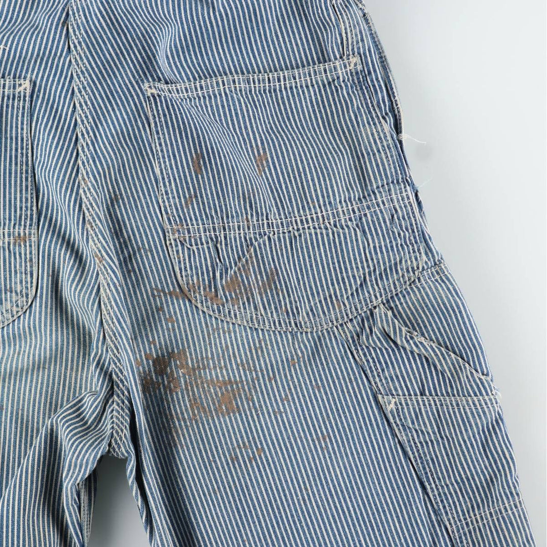 1960s-1970'S Lee Hickory Stripe Overalls, Made in USA, Men's Size W32 (approx.), Vintage unclear blue type Vintage Second Hand