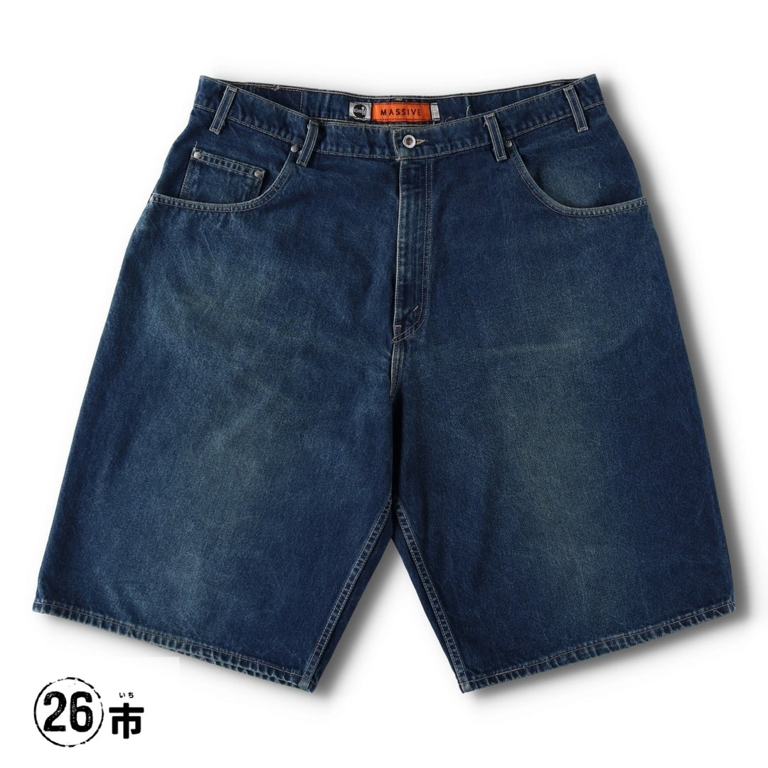 90'S Big Size Levi's Silver Tab Massive Denim Shorts, Made in USA, Men's W43 (approx.) cotton blue type Vintage Second Hand