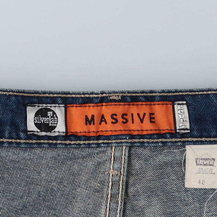90'S Big Size Levi's Silver Tab Massive Denim Shorts, Made in USA, Men's W43 (approx.) cotton blue type Vintage Second Hand
