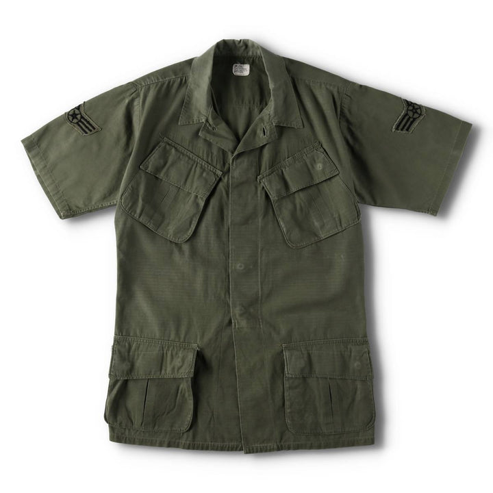 Authentic 1970'S US Military Jungle Fatigue 4th Ripstop Military Jacket, Made in USA, Small-Long (Equivalent to Men's Size S) cotton Khaki type Vintage Second Hand
