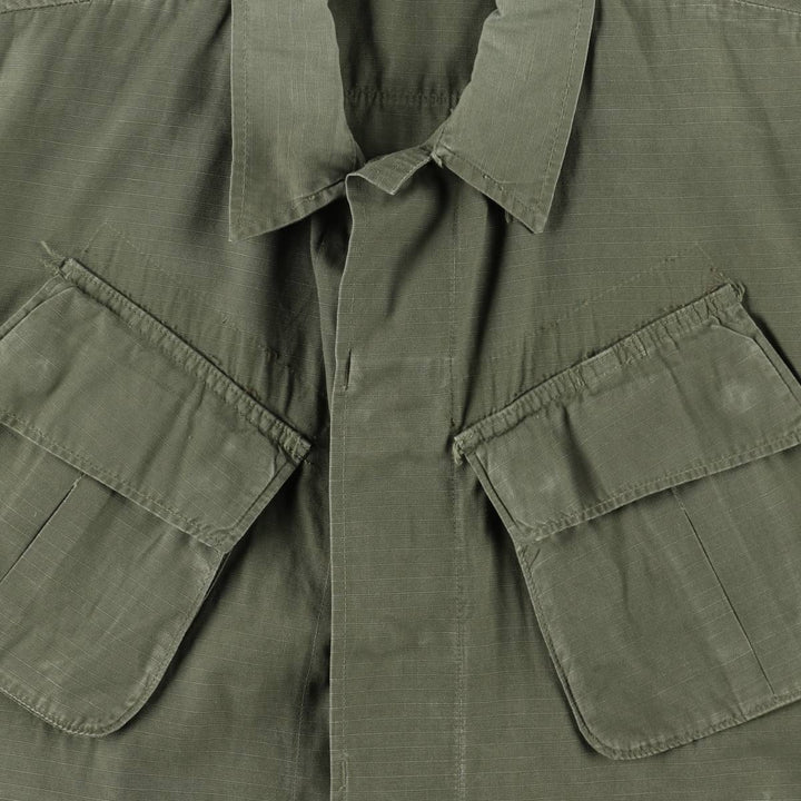 Authentic 1970'S US Military Jungle Fatigue 4th Ripstop Military Jacket, Made in USA, Small-Long (Equivalent to Men's Size S) cotton Khaki type Vintage Second Hand