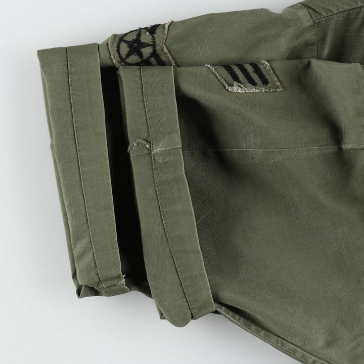 Authentic 1970'S US Military Jungle Fatigue 4th Ripstop Military Jacket, Made in USA, Small-Long (Equivalent to Men's Size S) cotton Khaki type Vintage Second Hand