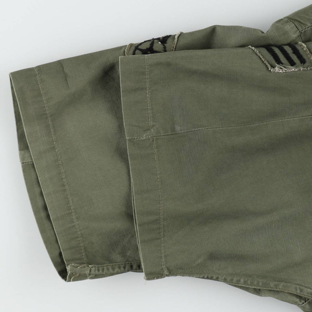 Authentic 1970'S US Military Jungle Fatigue 4th Ripstop Military Jacket, Made in USA, Small-Long (Equivalent to Men's Size S) cotton Khaki type Vintage Second Hand