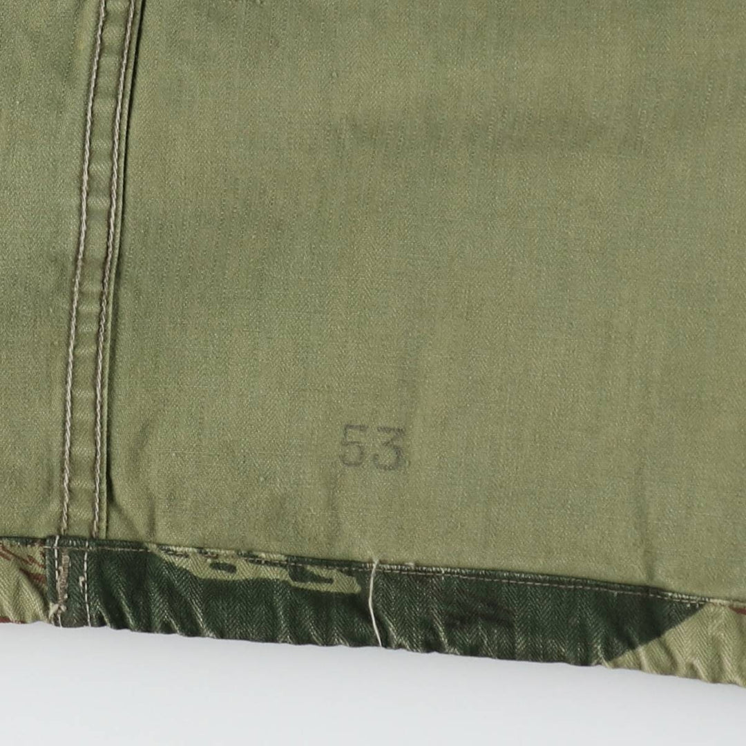 1950s-1960'S French Army TAP47 Camouflage Pattern Lizard Camo Military Jacket, Men's XL (approx.), Vintage unclear Khaki type Vintage Second Hand