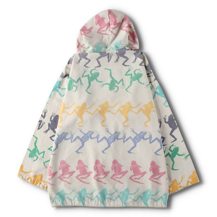 80s-90'S MICHIGAN RAG CO All-over Frog Pattern Poly/Cotton Hoodie, Men's Size L (Equivalent), Vintage cotton white type Vintage Second Hand