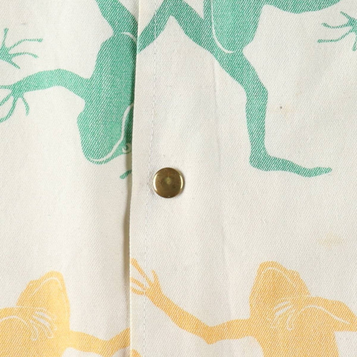 80s-90'S MICHIGAN RAG CO All-over Frog Pattern Poly/Cotton Hoodie, Men's Size L (Equivalent), Vintage cotton white type Vintage Second Hand