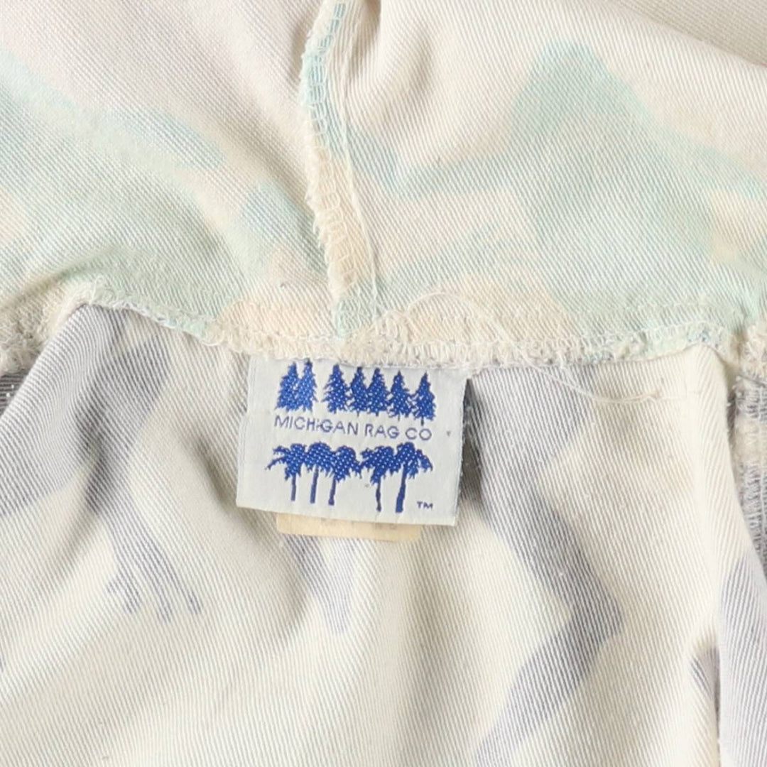 80s-90'S MICHIGAN RAG CO All-over Frog Pattern Poly/Cotton Hoodie, Men's Size L (Equivalent), Vintage cotton white type Vintage Second Hand