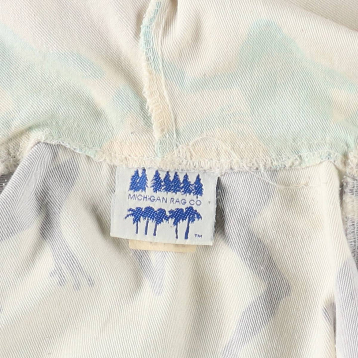 80s-90'S MICHIGAN RAG CO All-over Frog Pattern Poly/Cotton Hoodie, Men's Size L (Equivalent), Vintage cotton white type Vintage Second Hand