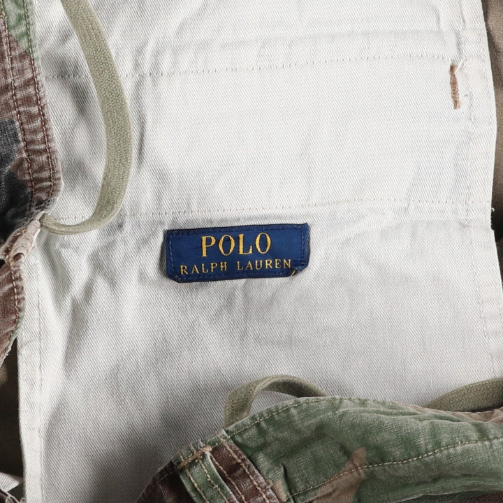 Civilian-made Ralph Lauren POLO RALPH LAUREN camouflage pattern woodland camo military cargo pants, men's size W37 (approx.) cotton Khaki type Vintage Second Hand