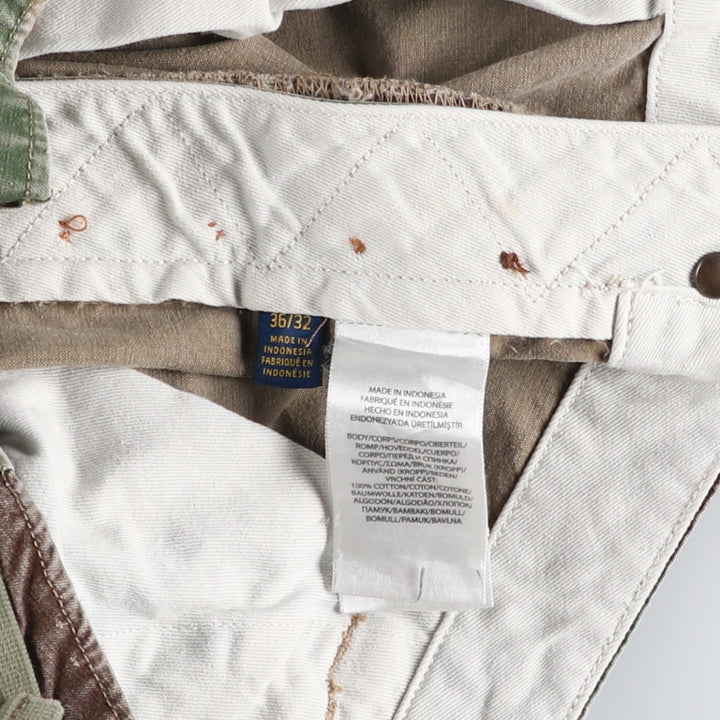Civilian-made Ralph Lauren POLO RALPH LAUREN camouflage pattern woodland camo military cargo pants, men's size W37 (approx.) cotton Khaki type Vintage Second Hand