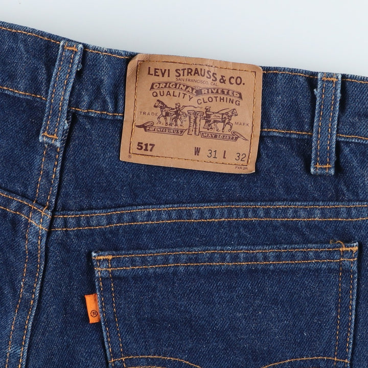 1990'S Levi's 40517-0215 Orange Tab Dark Navy Flare Cut Denim Pants Made in USA Women's Size L (W30 equivalent) Vintage cotton navy blue type Vintage Second Hand
