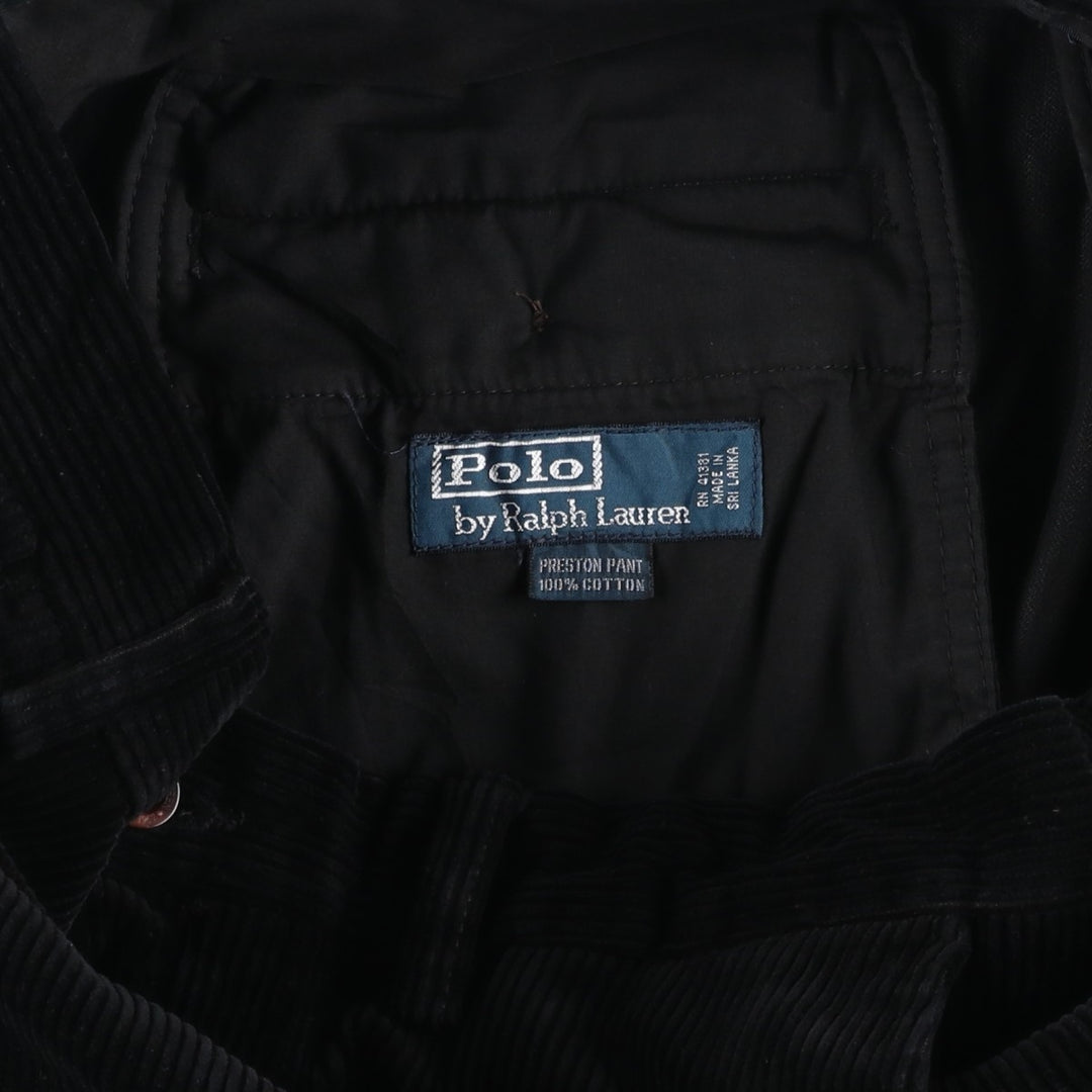 Ralph Lauren POLO by Ralph Lauren PRESTON PANT, men's corduroy pants, size W35. cotton black type Vintage Second Hand